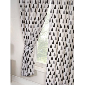 Scandi Bear Forest Lined 72'' Curtains