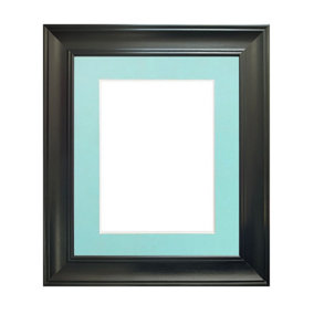 Scandi Black Frame with Blue Mount for Image Size 10 x 4 Inch