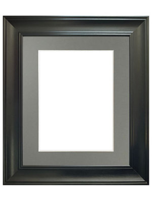 Scandi Black Frame with Dark Grey Mount for Image Size 10 x 4 Inch