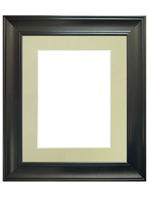 Scandi Black Frame with Light Grey Mount for Image Size 10 x 4 Inch