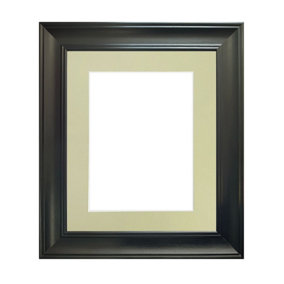Scandi Black Frame with Light Grey Mount for Image Size 10 x 4 Inch