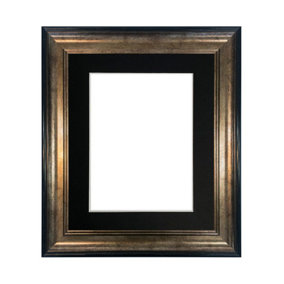 Scandi Black & Gold Frame with Black Mount for Image Size 10 x 4 Inch