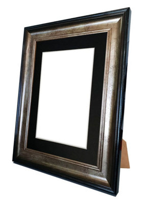 Scandi Black & Gold Frame with Black Mount for Image Size 4 x 3 Inch