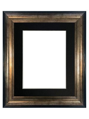 Scandi Black & Gold Frame with Black Mount for Image Size 9 x 7 Inch