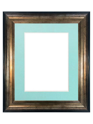 Scandi Black & Gold Frame with Blue Mount for Image Size 12 x 10 Inch
