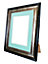 Scandi Black & Gold Frame with Blue Mount for Image Size A4