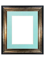 Scandi Black & Gold Frame with Blue Mount for Image Size A5