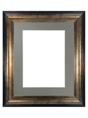 Scandi Black & Gold Frame with Dark Grey Mount for Image Size 10 x 6