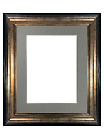 Scandi Black & Gold Frame with Dark Grey Mount for Image Size 10 x 8 Inch