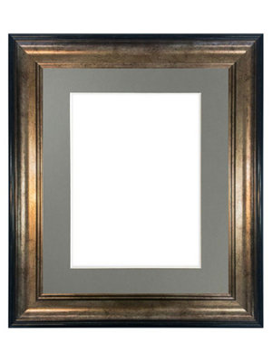Scandi Black & Gold Frame with Dark Grey Mount for Image Size 15 x 10 Inch