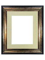 Scandi Black & Gold Frame with Light Grey Mount for Image Size 12 x 10 Inch
