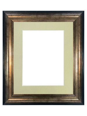 Scandi Black & Gold Frame with Light Grey Mount for Image Size 14 x 11 Inch