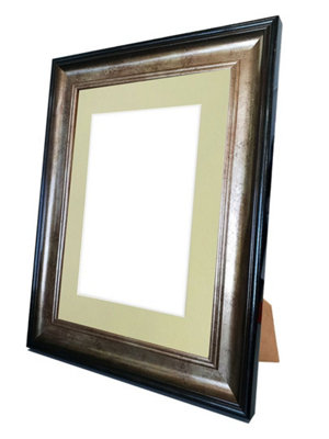 Scandi Black & Gold Frame with Light Grey Mount for Image Size 4 x 3 Inch
