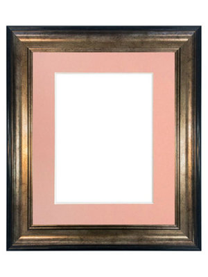 Scandi Black & Gold Frame with Pink Mount for Image Size 9 x 7 Inch