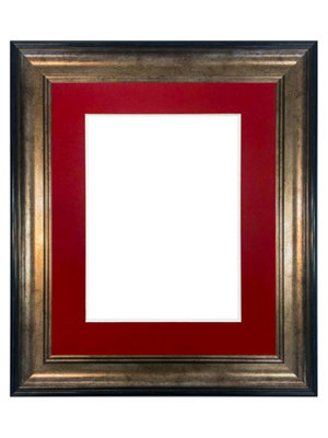 Scandi Black & Gold Frame with Red Mount for Image Size A4