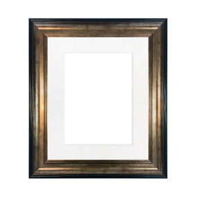 Scandi Black & Gold Frame with White Mount for Image Size 10 x 4 Inch