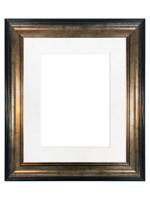 Scandi Black & Gold Frame with White Mount for Image Size 10 x 8 Inch