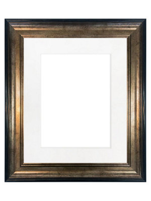 Scandi Black & Gold Frame with White Mount for Image Size 12 x 8 Inch