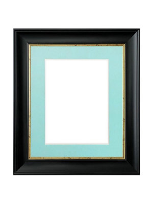 Scandi Black with Crackle Gold Frame with Blue mount for Image Size 10 x 4 Inch