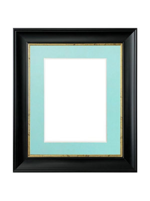 Scandi Black with Crackle Gold Frame with Blue mount for Image Size 14 x 8 Inch