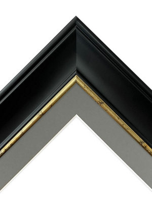 Scandi Black with Crackle Gold Frame with Dark Grey Mount for Image Size 14 x 8 Inch