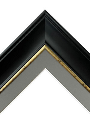 Scandi Black with Crackle Gold Frame with Dark Grey Mount for Image Size 14 x 8 Inch