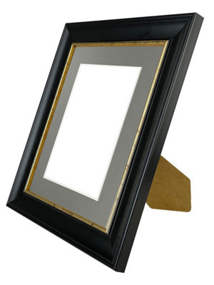 Scandi Black with Crackle Gold Frame with Dark Grey Mount for Image Size 5 x 3.5 Inch