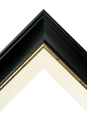 Scandi Black with Crackle Gold Frame with Ivory Mount for Image Size 14 x 8 Inch