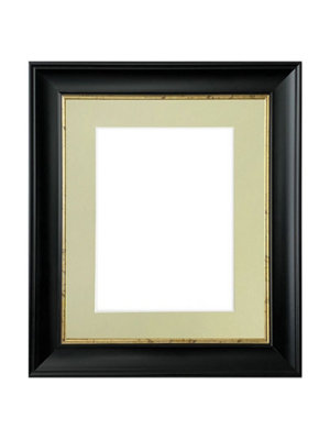 Scandi Black with Crackle Gold Frame with Light Grey Mount for Image Size 10 x 4 Inch