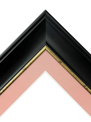 Scandi Black with Crackle Gold Frame with Pink Mount for Image Size 12 x 8 Inch