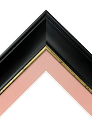 Scandi Black with Crackle Gold Frame with Pink Mount for Image Size 12 x 8 Inch