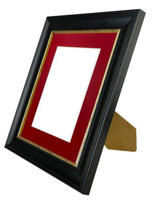 Scandi Black with Crackle Gold Frame with Red Mount for Image Size 10 x 6