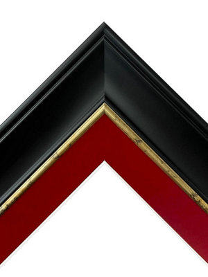 Scandi Black with Crackle Gold Frame with Red Mount for Image Size 12 x 8 Inch