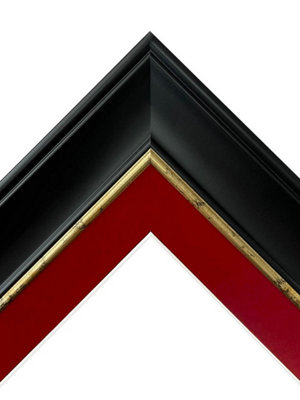 Scandi Black with Crackle Gold Frame with Red Mount for Image Size A2