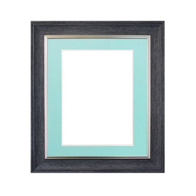 Scandi Charcoal Grey Frame with Blue Mount for Image Size 10 x 4 Inch