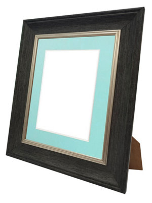 Scandi Charcoal Grey Frame with Blue Mount for Image Size 8 x 6 Inch