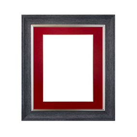 Scandi Charcoal Grey Frame with Red Mount for Image Size 10 x 4 Inch