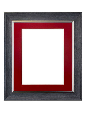 Scandi Charcoal Grey Frame with Red Mount for Image Size 12 x 8 Inch
