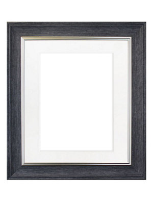 Scandi Charcoal Grey Frame with White Mount for Image Size 12 x 10 Inch