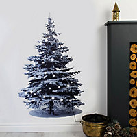 Scandi Christmas Tree Wall Sticker with lights