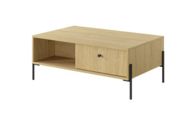 Scandi Contemporary Coffee Table 2 Drawers Scandi Oak Effect (H)400mm (W)1010mm (D)600mm