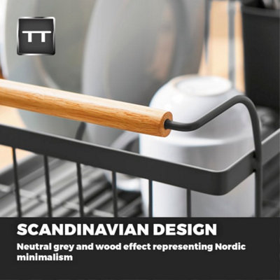 Scandi Dish Rack with Wooden Handles