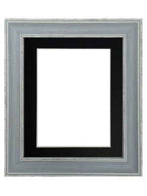 Scandi Distressed Blue Frame with Black Mount for Image Size 10 x 8 Inch