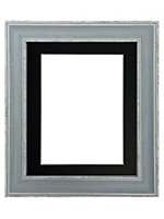 Scandi Distressed Blue Frame with Black Mount for Image Size A2