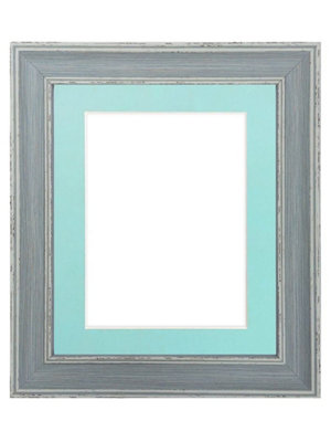 Scandi Distressed Blue Frame with Blue Mount for Image Size 16 x 12 Inch