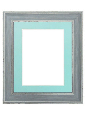 Scandi Distressed Blue Frame with Blue Mount for Image Size 30 x 40 CM
