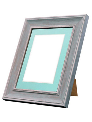 Scandi Distressed Blue Frame with Blue Mount for Image Size A4
