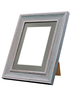 Scandi Distressed Blue Frame with Dark Grey Mount for Image Size 10 x 6