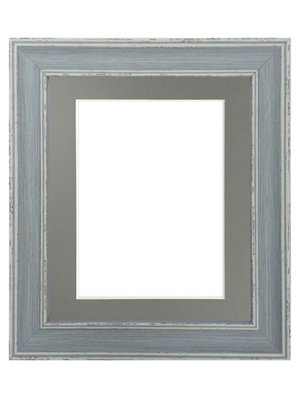 Scandi Distressed Blue Frame with Dark Grey Mount for Image Size 10 x 8 Inch