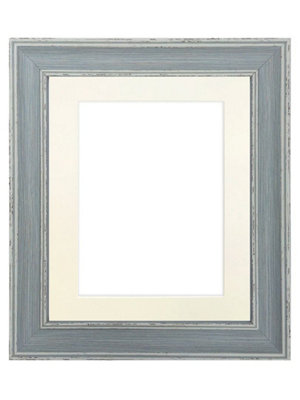 Scandi Distressed Blue Frame with Ivory Mount for Image Size 10 x 4 Inch